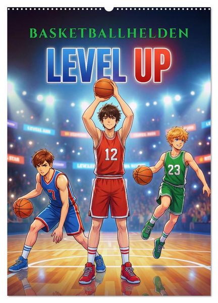 Level Up - Basketballhelden (Wandkalender 2027 DIN A2 hoch) CALVENDO Monatskalender