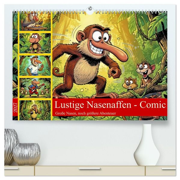 Lustige Nasenaffen - Comic (hochwertiger Premium Wandkalender 2027 DIN A2 quer) Kunstdruck in Hochglanz
