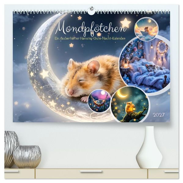 Mondpfötchen - Ein zauberhafter Hamster Gute-Nacht-Kalender (hochwertiger Premium Wandkalender 2027 DIN A2 quer) Kunstdruck in Hochglanz