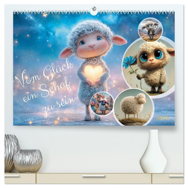 Vom Glück ein Schaf zu sein (hochwertiger Premium Wandkalender 2027 DIN A2 quer) Kunstdruck in Hochglanz