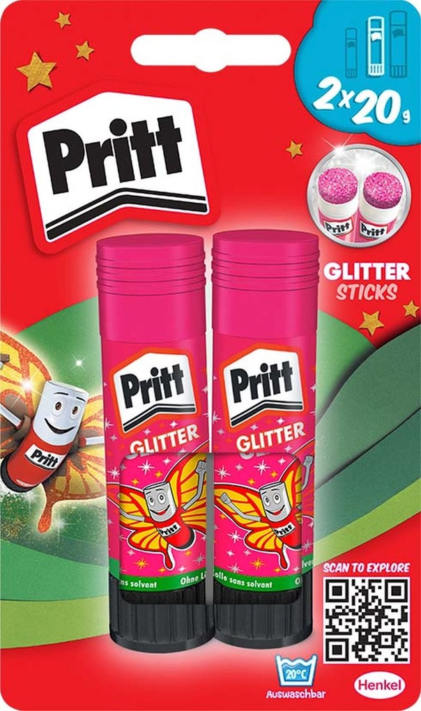 Pritt Klebestift Pink Glitzer 2 × 20 g
