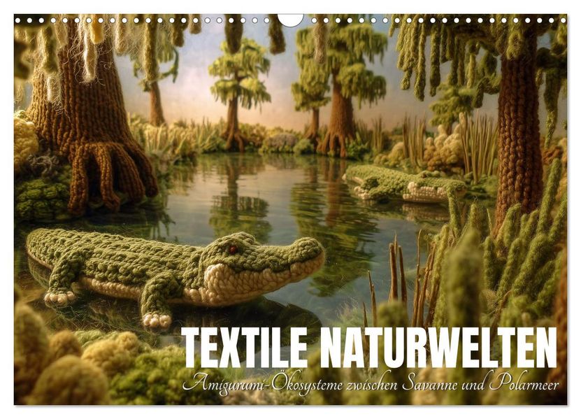 Textile Naturwelten. Amigurumi-Ökosysteme zZwischen Polarmeer und Savanne (Wandkalender 2027 DIN A3 quer) CALVENDO Monatskalender