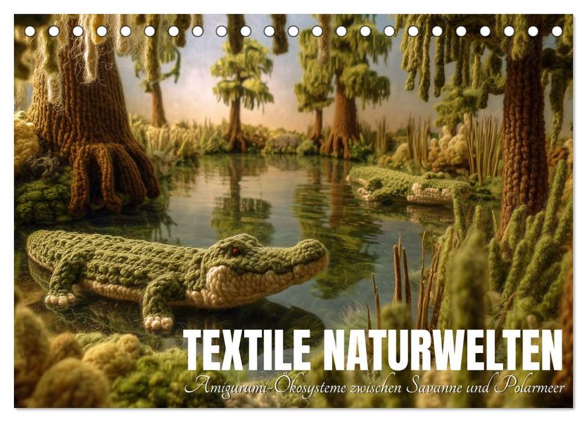 Textile Naturwelten. Amigurumi-Ökosysteme zZwischen Polarmeer und Savanne (Tischkalender 2027 DIN A5 quer) CALVENDO Monatskalender