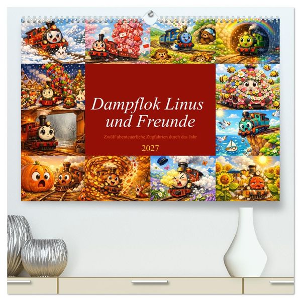 Dampflok Linus und Freunde (hochwertiger Premium Wandkalender 2027 DIN A2 quer) Kunstdruck in Hochglanz