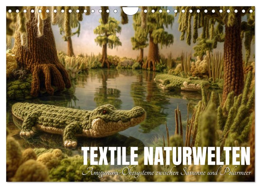 Textile Naturwelten. Amigurumi-Ökosysteme zZwischen Polarmeer und Savanne (Wandkalender 2027 DIN A4 quer) CALVENDO Monatskalender