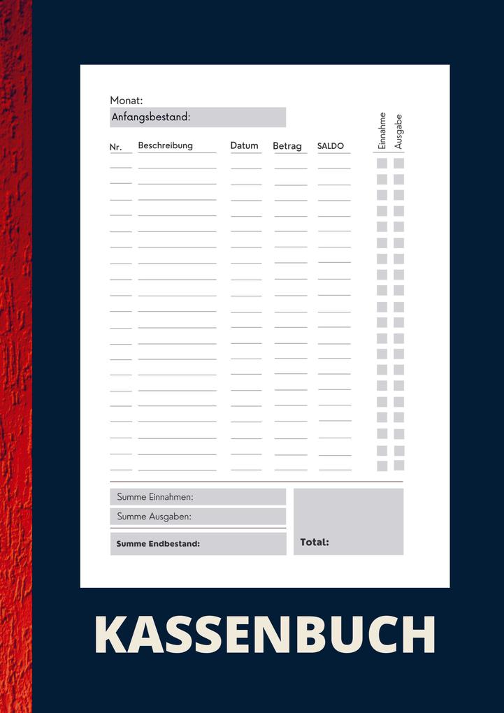 Kassenbuch A4 Blau- Über 2000 Einträge ohne Mwst. Kassenbuch Kleinunternehmer Einzelunternehmer Selbständige und Vereine