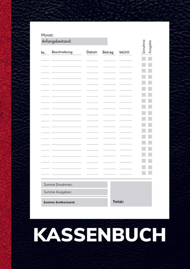 Kassenbuch A4 Schwarz- Einfaches Einnahmen und Ausgaben Buch für Gastronomie Privathaushalt und Kleingewerbe.