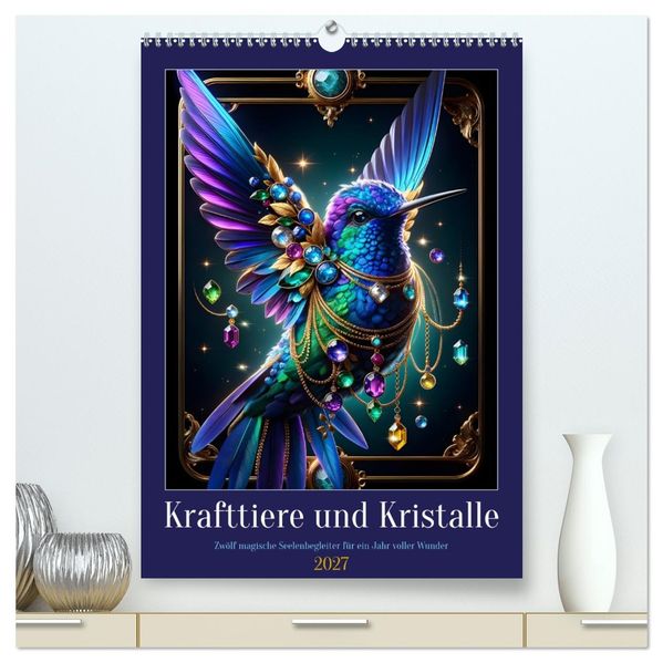 Krafttiere und Kristalle (hochwertiger Premium Wandkalender 2027 DIN A2 hoch) Kunstdruck in Hochglanz