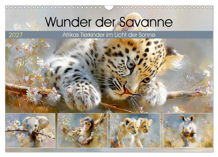 Wunder der Savanne. Afrikas Tierkinder im Licht der Sonne (Wandkalender 2027 DIN A3 quer) CALVENDO Monatskalender