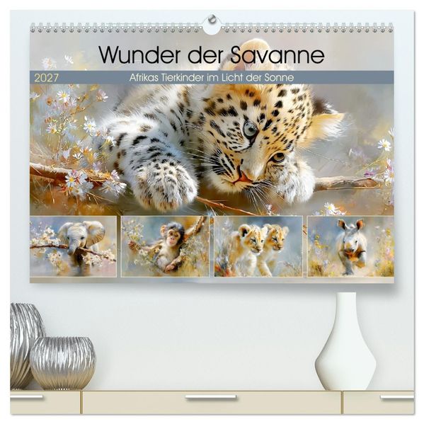 Wunder der Savanne. Afrikas Tierkinder im Licht der Sonne (hochwertiger Premium Wandkalender 2027 DIN A2 quer) Kunstdruck in Hochglanz
