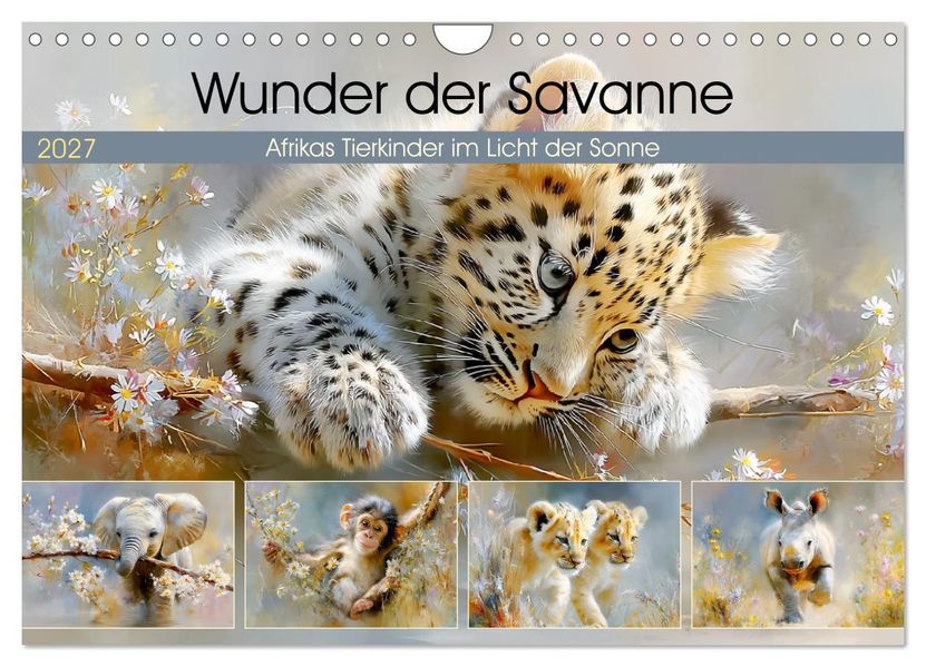 Wunder der Savanne. Afrikas Tierkinder im Licht der Sonne (Wandkalender 2027 DIN A4 quer) CALVENDO Monatskalender