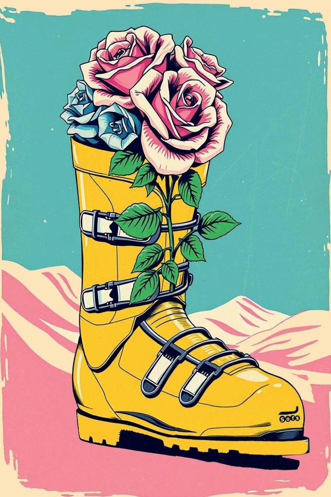 Notebook Floral Ski boot-Roses