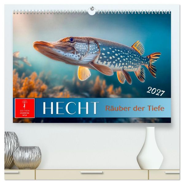 Hecht - Jäger der Tiefe (hochwertiger Premium Wandkalender 2027 DIN A2 quer) Kunstdruck in Hochglanz