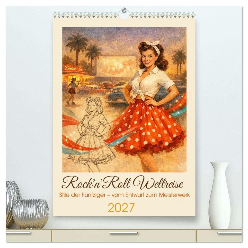 Rock'n'Roll Weltreise (hochwertiger Premium Wandkalender 2027 DIN A2 hoch) Kunstdruck in Hochglanz