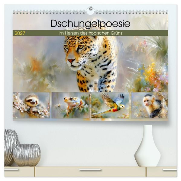 Dschungelpoesie. Im Herzen des tropischen Grüns (hochwertiger Premium Wandkalender 2027 DIN A2 quer) Kunstdruck in Hochglanz