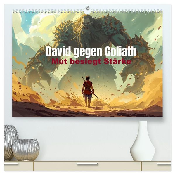David gegen Goliath - Mut besiegt Stärke (hochwertiger Premium Wandkalender 2027 DIN A2 quer) Kunstdruck in Hochglanz