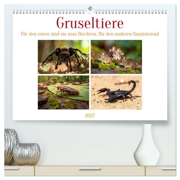 Gruseltiere (hochwertiger Premium Wandkalender 2027 DIN A2 quer) Kunstdruck in Hochglanz