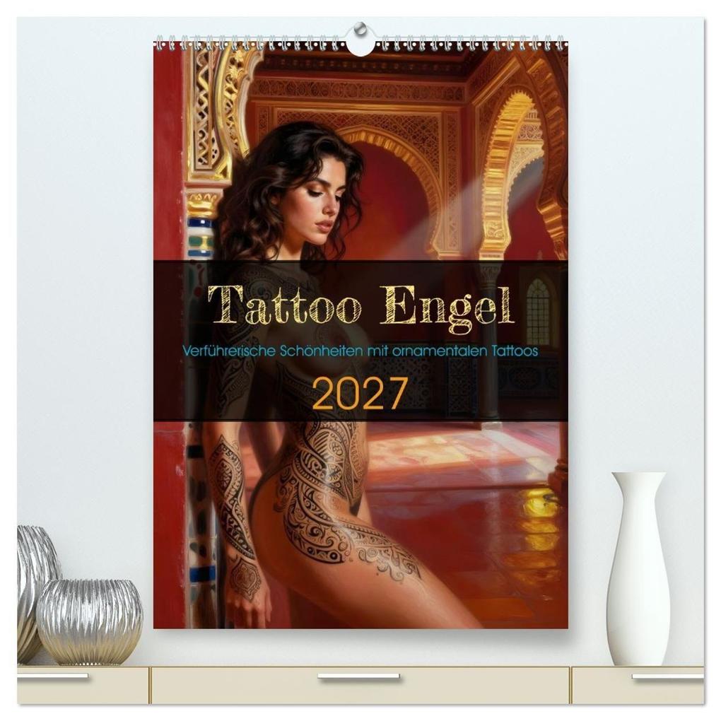 Tattoo Engel (hochwertiger Premium Wandkalender 2027 DIN A2 hoch) Kunstdruck in Hochglanz