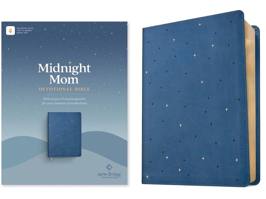 NLT Midnight Mom Devotional Bible (Leatherlike Starlit Navy Red Letter Filament Enabled)
