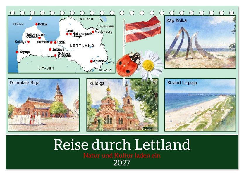 Reise durch Lettland (Tischkalender 2027 DIN A5 quer) CALVENDO Monatskalender