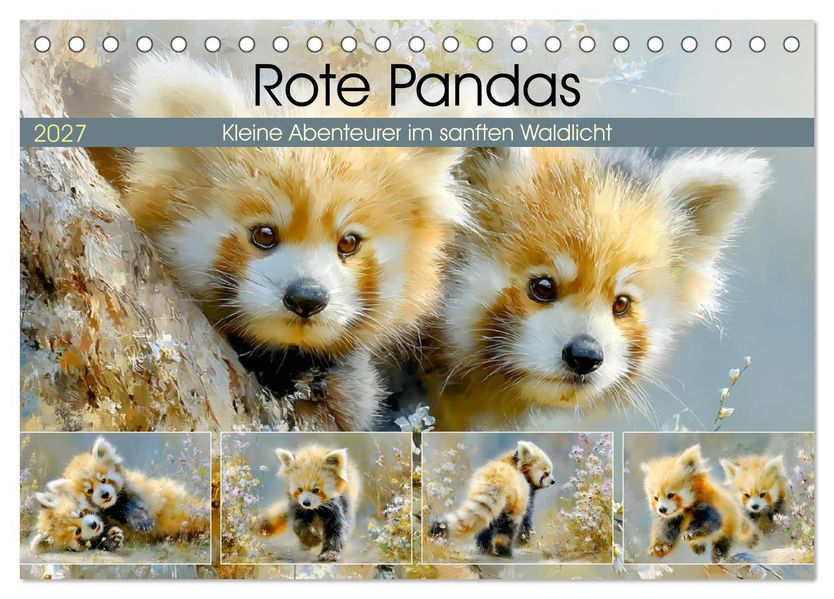 Rote Pandas. Kleine Abenteurer im sanften Waldlicht (Tischkalender 2027 DIN A5 quer) CALVENDO Monatskalender