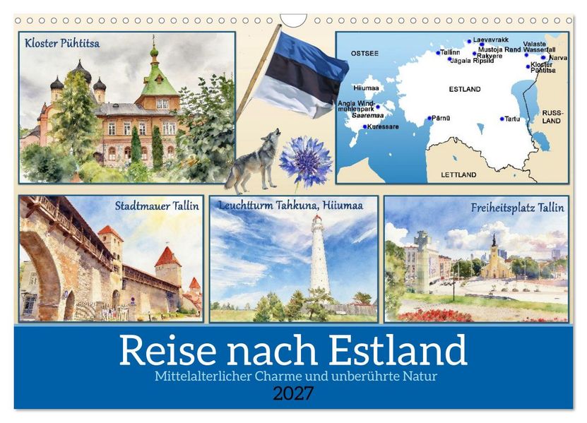 Reise nach Estland (Wandkalender 2027 DIN A3 quer) CALVENDO Monatskalender