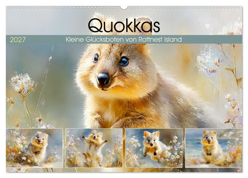 Quokkas. Kleine Glücksboten von Rottnest Island (Wandkalender 2027 DIN A2 quer) CALVENDO Monatskalender
