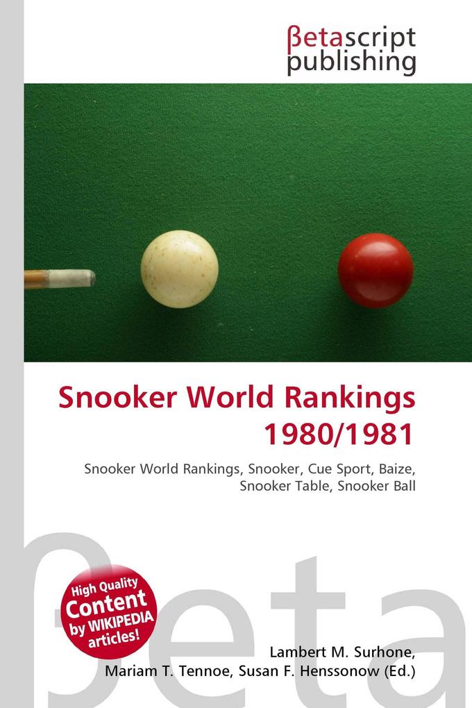 Snooker World Rankings 1980/1981