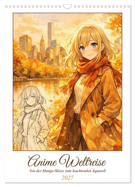 Anime Weltreise (Wandkalender 2027 DIN A3 hoch) CALVENDO Monatskalender