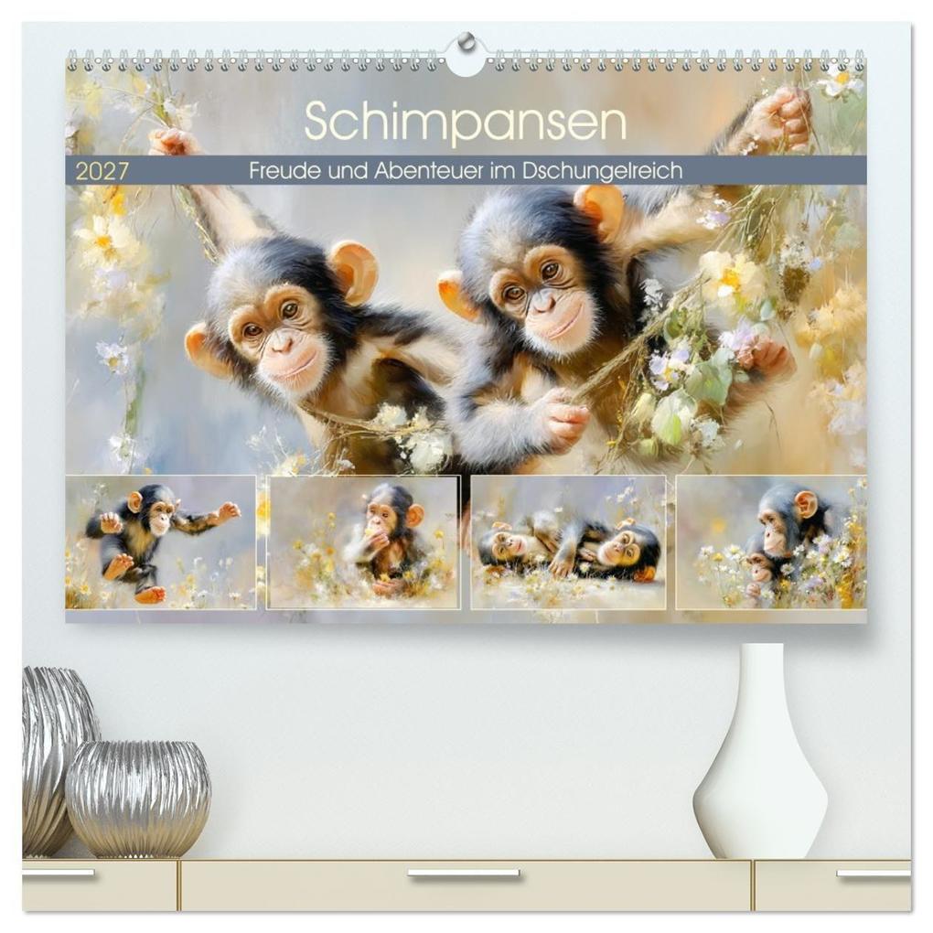 Schimpansen. Freude und Abenteuer im Dschungelreich (hochwertiger Premium Wandkalender 2027 DIN A2 quer) Kunstdruck in Hochglanz