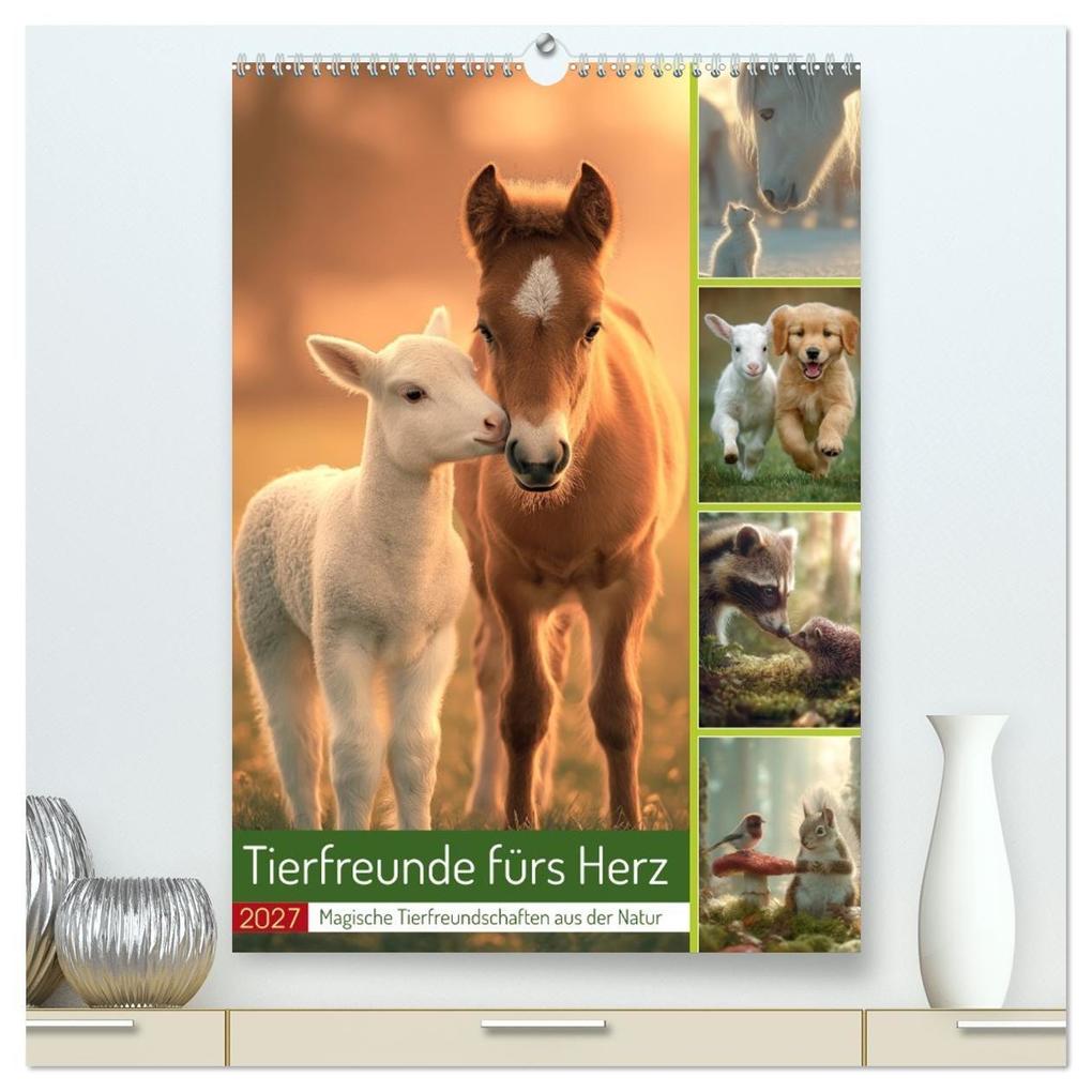 Tierfreunde fürs Herz (hochwertiger Premium Wandkalender 2027 DIN A2 hoch) Kunstdruck in Hochglanz