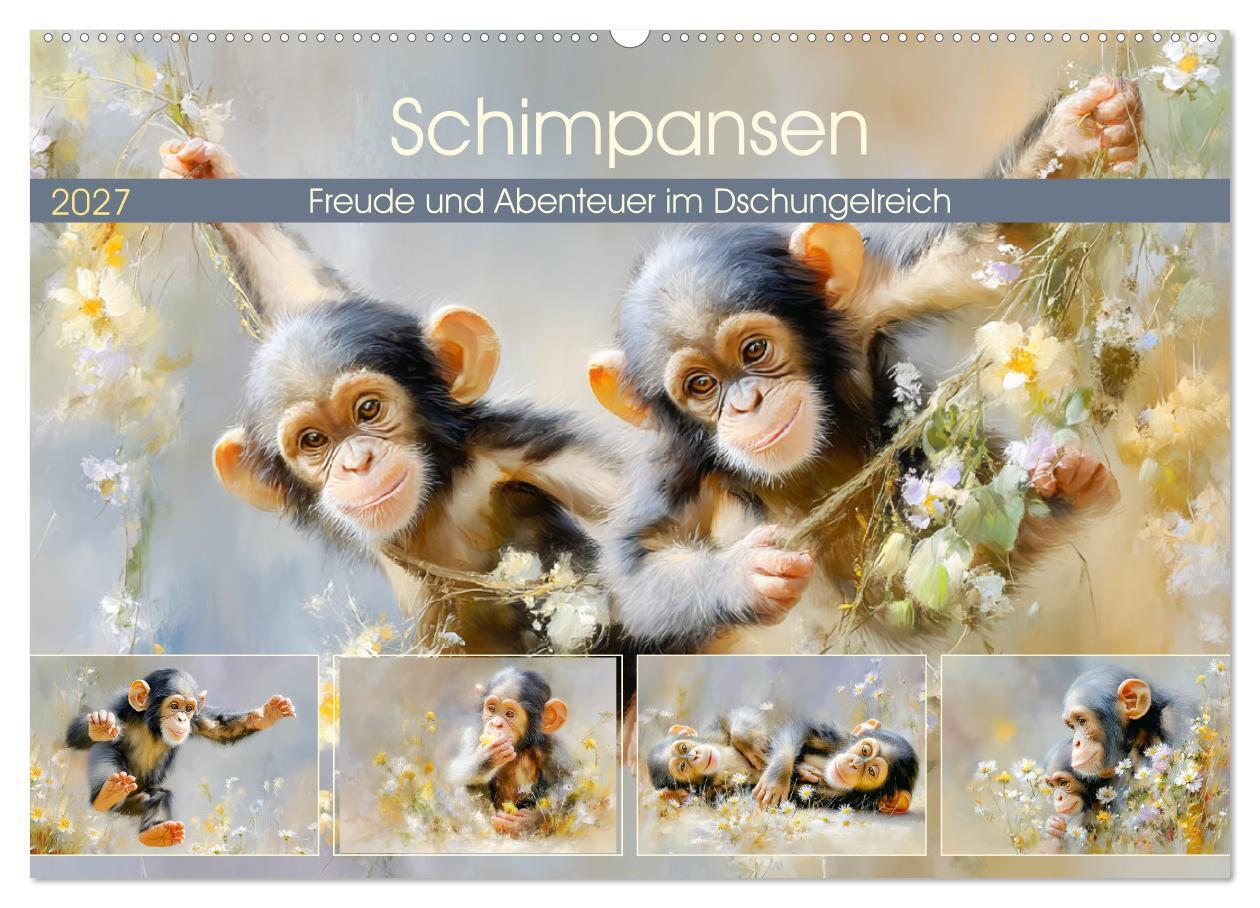 Schimpansen. Freude und Abenteuer im Dschungelreich (Wandkalender 2027 DIN A2 quer) CALVENDO Monatskalender