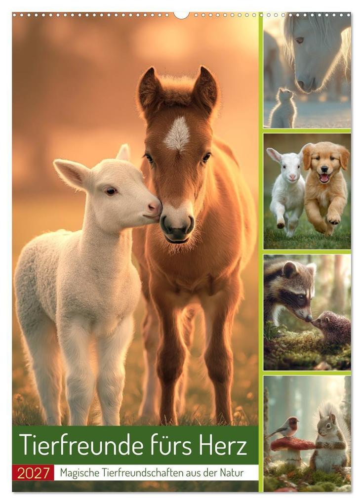 Tierfreunde fürs Herz (Wandkalender 2027 DIN A2 hoch) CALVENDO Monatskalender