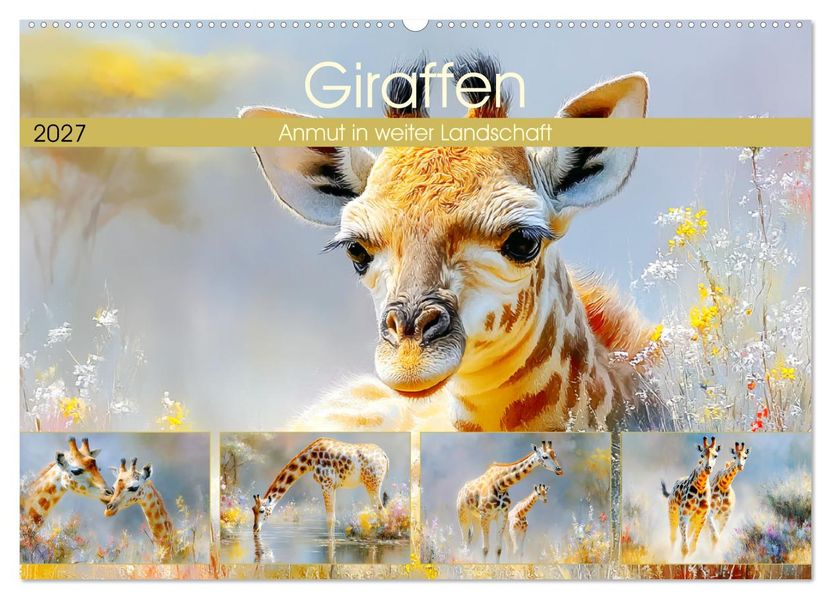 Giraffen. Anmut in weiter Landschaft (Wandkalender 2027 DIN A2 quer) CALVENDO Monatskalender