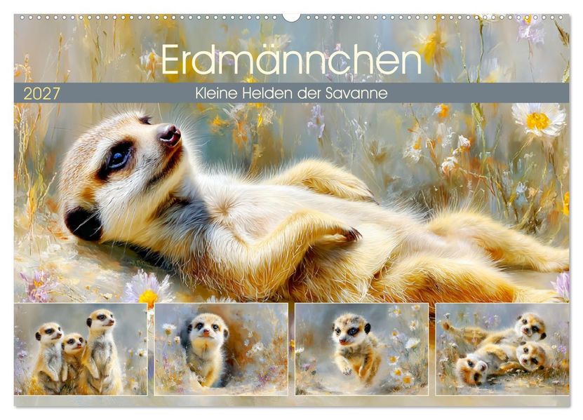Erdmännchen. Kleine Helden der Savanne (Wandkalender 2027 DIN A2 quer) CALVENDO Monatskalender