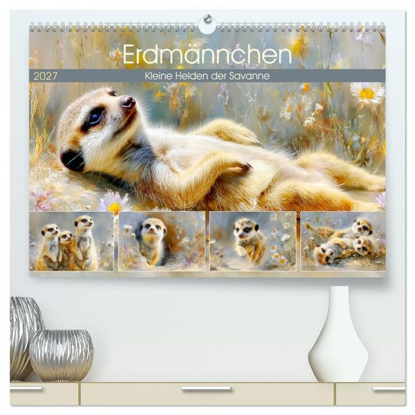 Erdmännchen. Kleine Helden der Savanne (hochwertiger Premium Wandkalender 2027 DIN A2 quer) Kunstdruck in Hochglanz