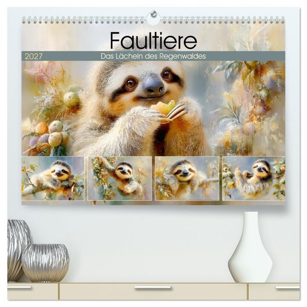 Faultiere. Das Lächeln des Regenwaldes (hochwertiger Premium Wandkalender 2027 DIN A2 quer) Kunstdruck in Hochglanz