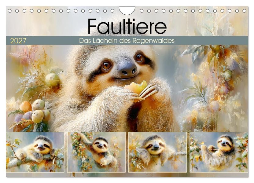 Faultiere. Das Lächeln des Regenwaldes (Wandkalender 2027 DIN A4 quer) CALVENDO Monatskalender