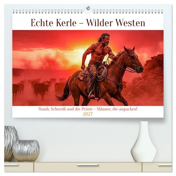 Echte Kerle - Wilder Westen (hochwertiger Premium Wandkalender 2027 DIN A2 quer) Kunstdruck in Hochglanz
