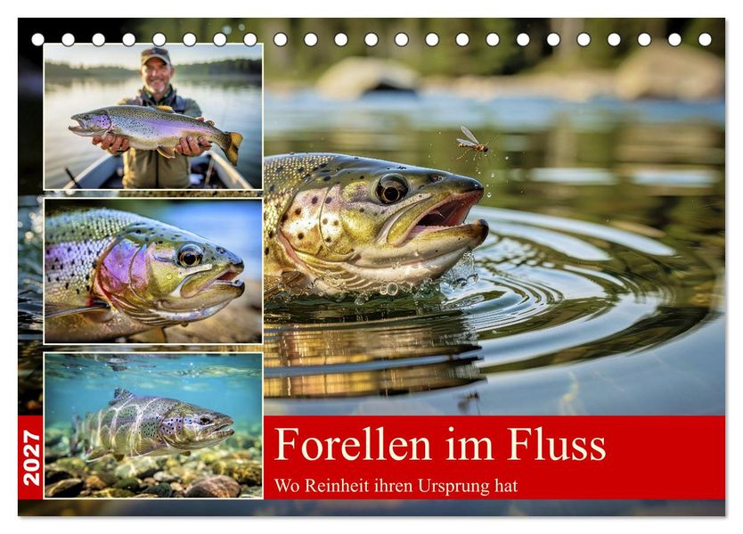 Forellen im Fluss (Tischkalender 2027 DIN A5 quer) CALVENDO Monatskalender