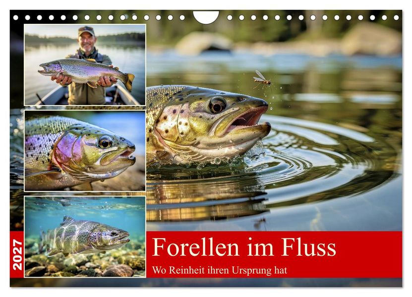 Forellen im Fluss (Wandkalender 2027 DIN A4 quer) CALVENDO Monatskalender