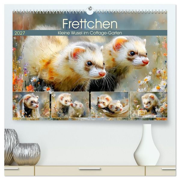Frettchen. Kleine Wusel im Cottage-Garten (hochwertiger Premium Wandkalender 2027 DIN A2 quer) Kunstdruck in Hochglanz