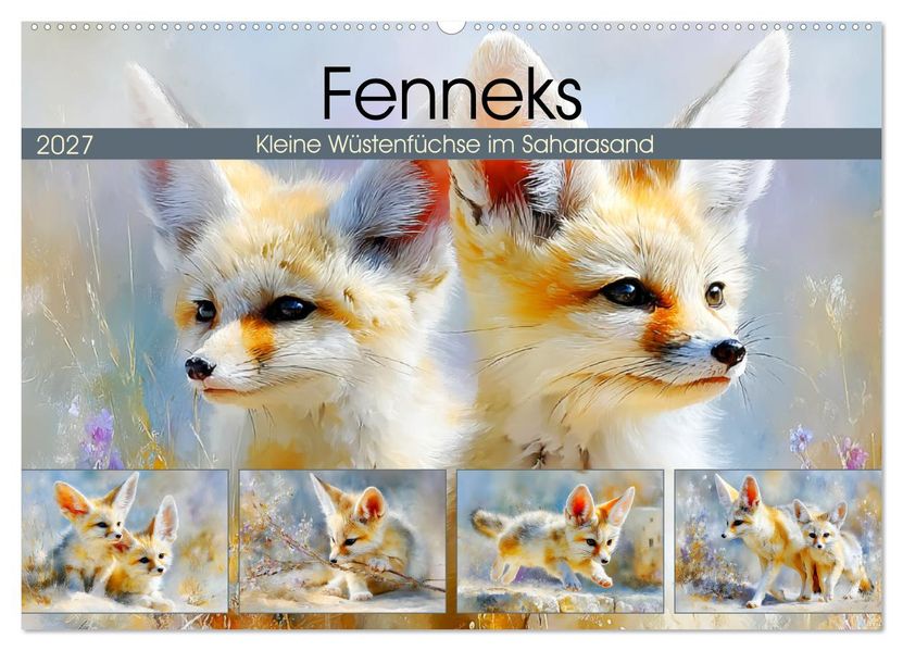 Fenneks. Kleine Wüstenfüchse im Saharasand (Wandkalender 2027 DIN A2 quer) CALVENDO Monatskalender