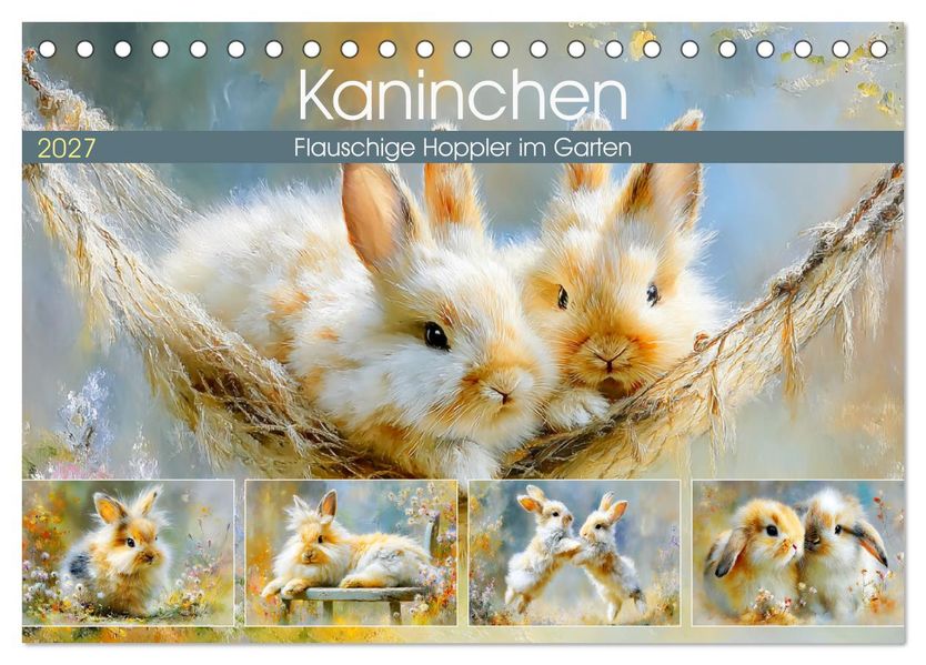 Kaninchen. Flauschige Hoppler im Garten (Tischkalender 2027 DIN A5 quer) CALVENDO Monatskalender