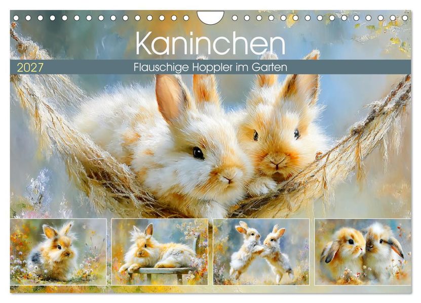 Kaninchen. Flauschige Hoppler im Garten (Wandkalender 2027 DIN A4 quer) CALVENDO Monatskalender