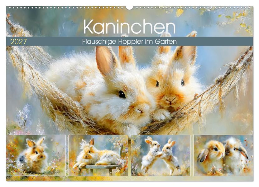Kaninchen. Flauschige Hoppler im Garten (Wandkalender 2027 DIN A2 quer) CALVENDO Monatskalender