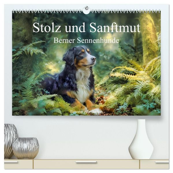 Stolz und Sanftmut - Berner Sennenhunde (hochwertiger Premium Wandkalender 2027 DIN A2 quer) Kunstdruck in Hochglanz