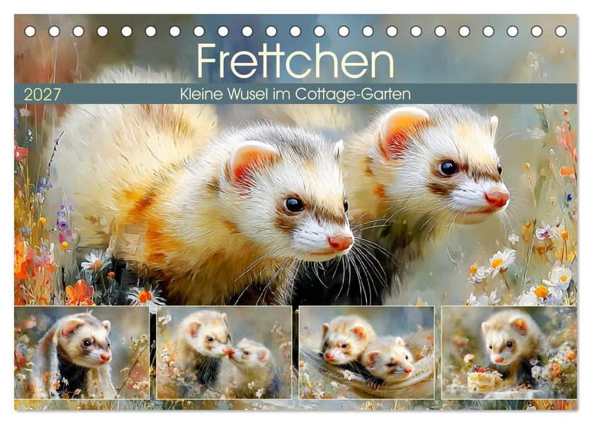 Frettchen. Kleine Wusel im Cottage-Garten (Tischkalender 2027 DIN A5 quer) CALVENDO Monatskalender