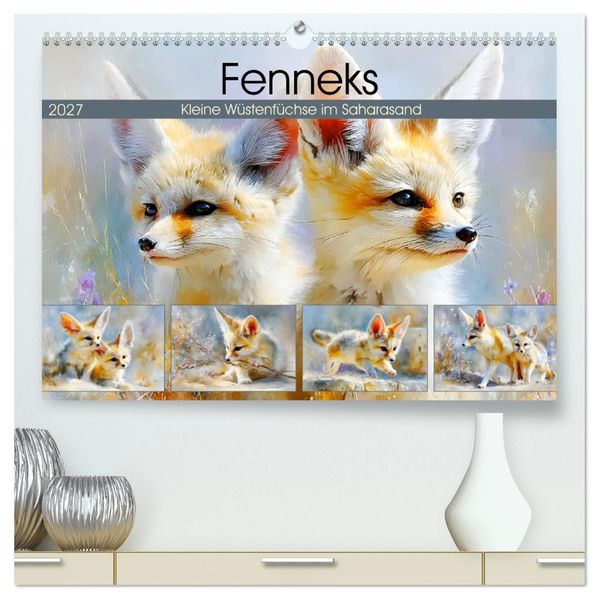 Fenneks. Kleine Wüstenfüchse im Saharasand (hochwertiger Premium Wandkalender 2027 DIN A2 quer) Kunstdruck in Hochglanz