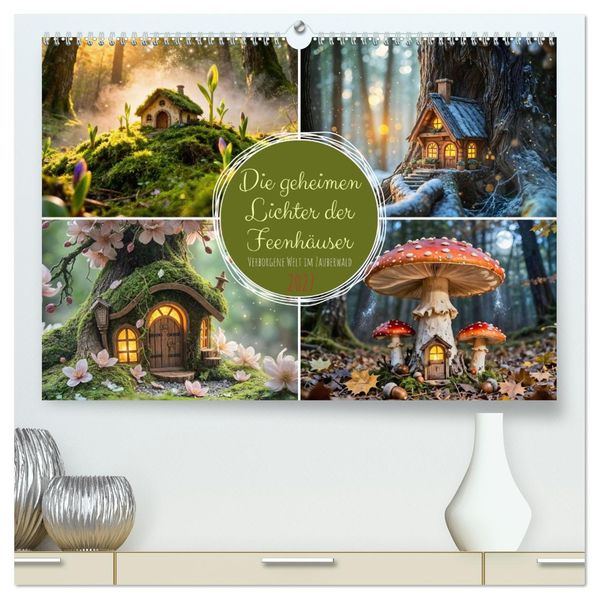 Die geheimen Lichter der Feenhäuser - Verborgene Welt im Zauberwald. (hochwertiger Premium Wandkalender 2027 DIN A2 quer) Kunstdruck in Hochglanz
